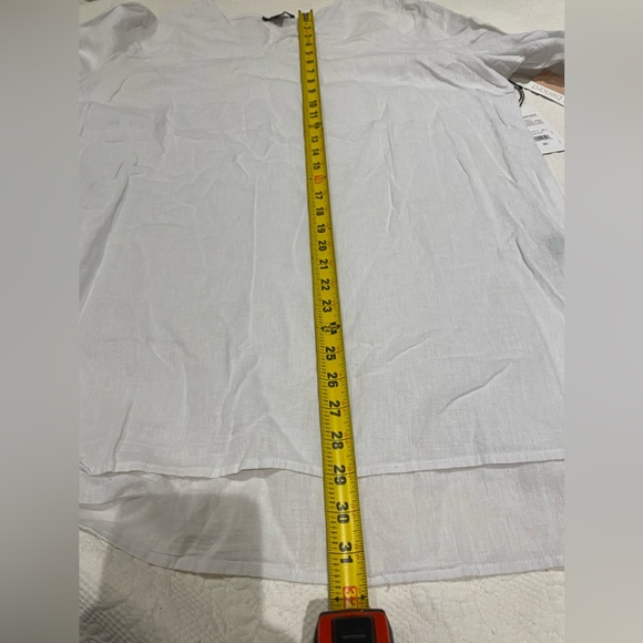 Harve Bénard Tunic White Long VNeck Blouse Top XL Linen - Picture 5 of 8